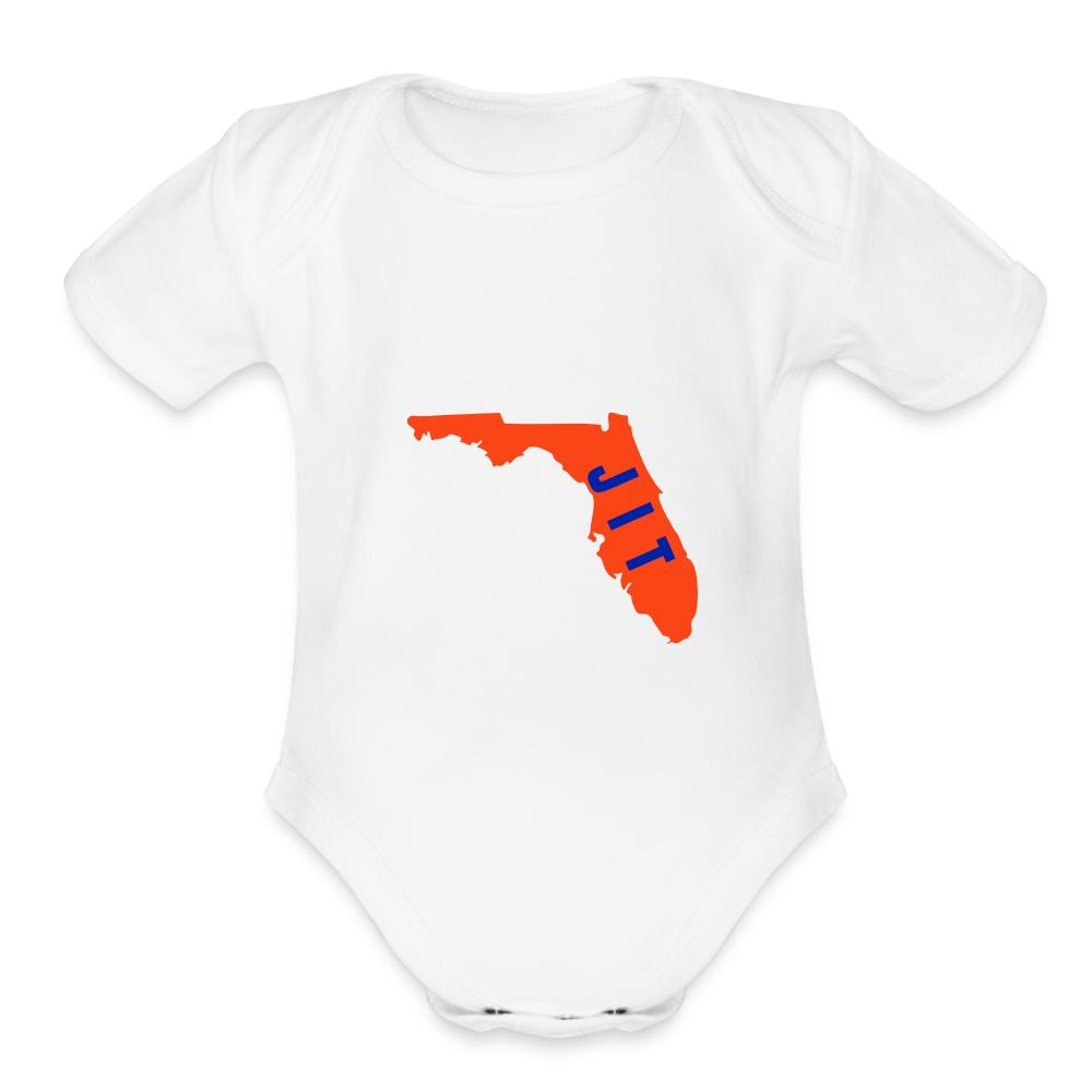 Organic Short Sleeve Baby Bodysuit Royal Swamp - white