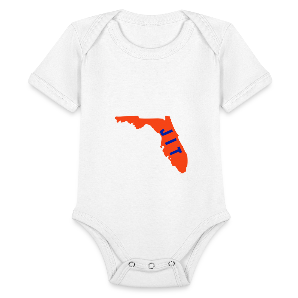 Organic Short Sleeve Baby Bodysuit Royal Swamp - white