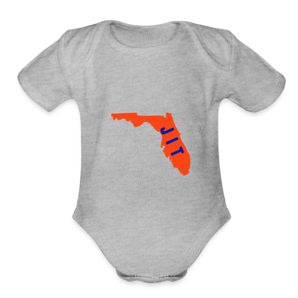 Organic Short Sleeve Baby Bodysuit Royal Swamp - heather grey